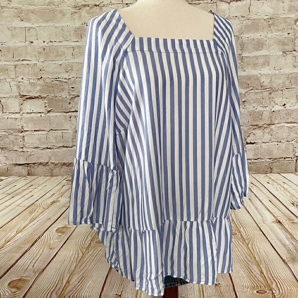 Fred David peplum blouse bell sleeve